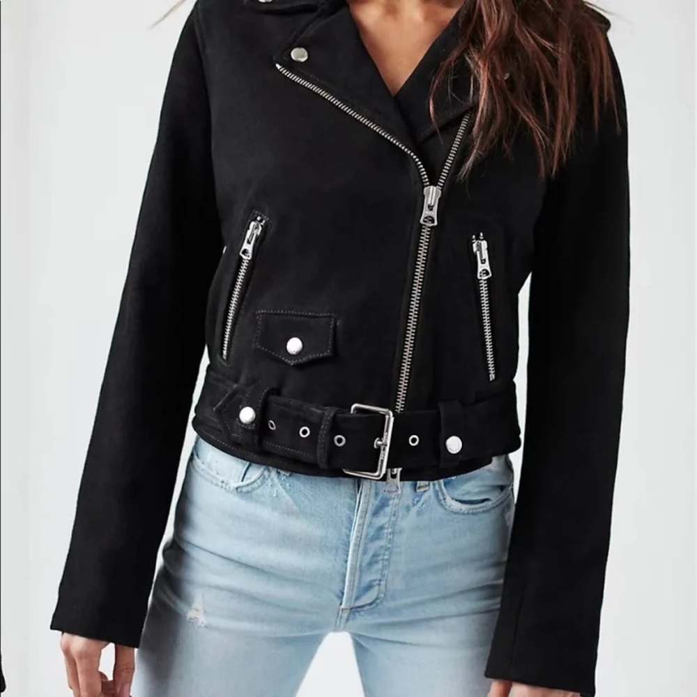 Black Suede Moto Jacket - Wilfred free